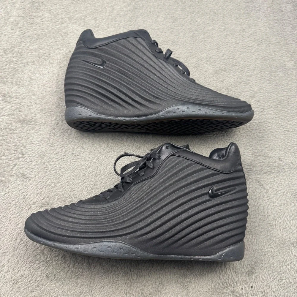 Nike Lunar Elite Sky Hi Women 10 Black Excellent Wedge Sneaker 727990-001 Ribbed
